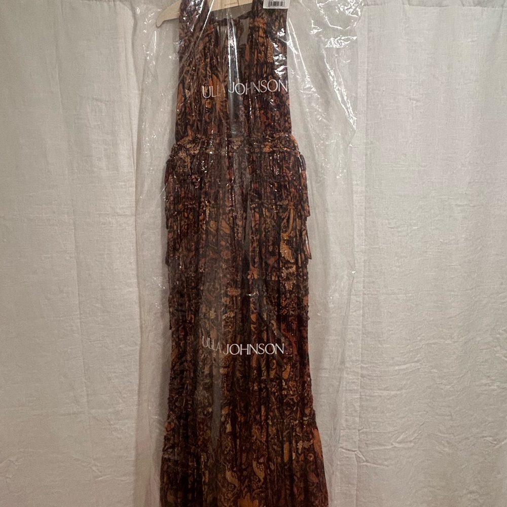 Ulla Johnson Brown and Navy Printed Maxi Dress - Picture 4 of 10
